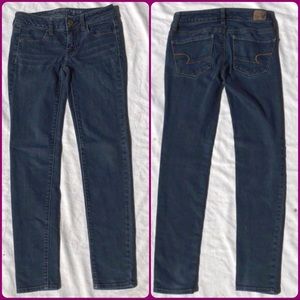 American Eagle Jean Skinny 00 Jegging Dark Blue Casual Comfy Fall Date Night